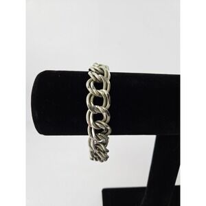 Vintage Napier Heavy Braided Bracelet Silver Tone Statement 8" Wide Link MCM